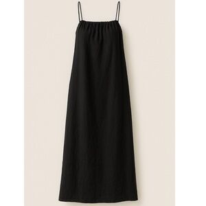 Venroy - Women’s Gathered Linen Maxi Dress black